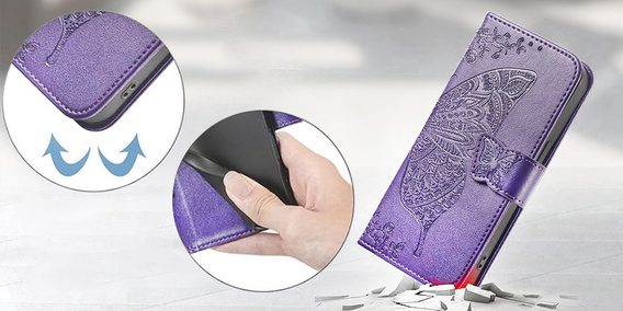 Flip case for Xiaomi Redmi 15C 4G/LTE, Butterfly, purple