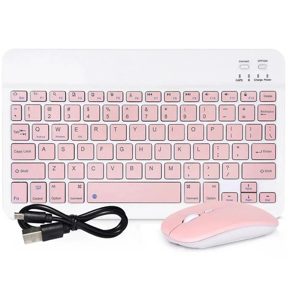 Wireless keyboard and Bluetooth mouse set for Android/Windows, pink