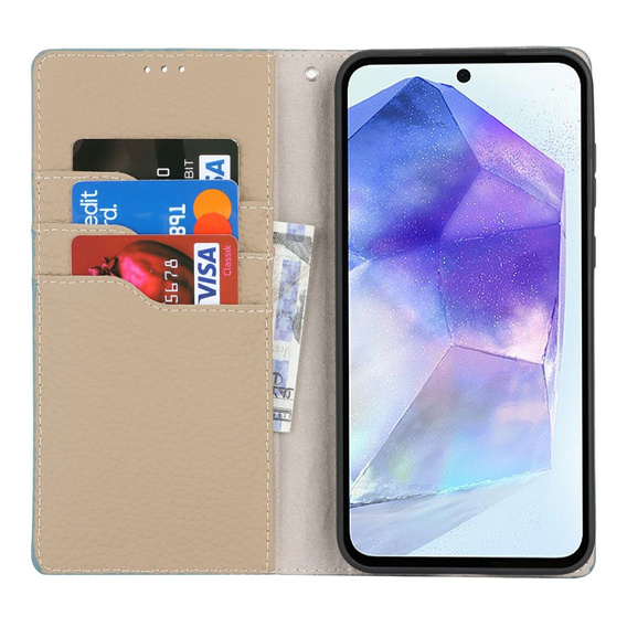 Flip case for Samsung Galaxy S25, Litchi Skin Grain, blue