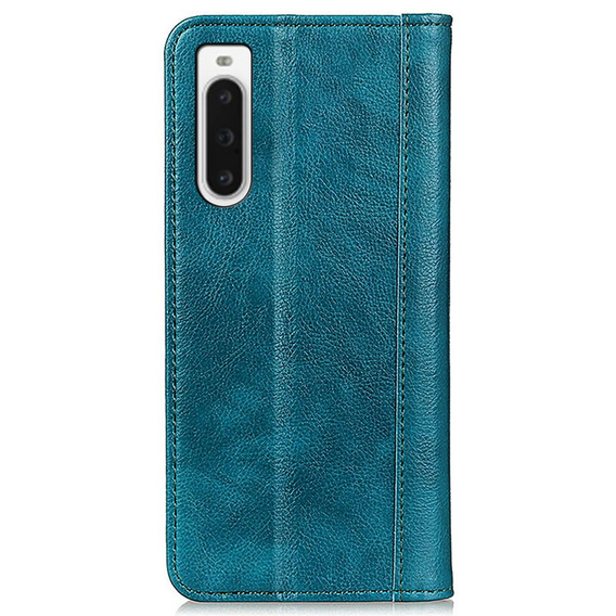 Case for Sony Xperia 10 V, Wallet Litchi Leather, green