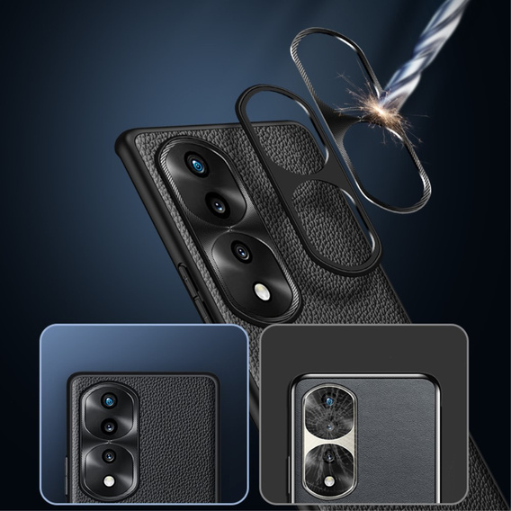 Leather case for Honor 70 5G, leather hybrid, black