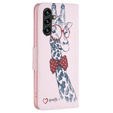 Flip case for Samsung Galaxy A05s, Wallet, giraffe, pink