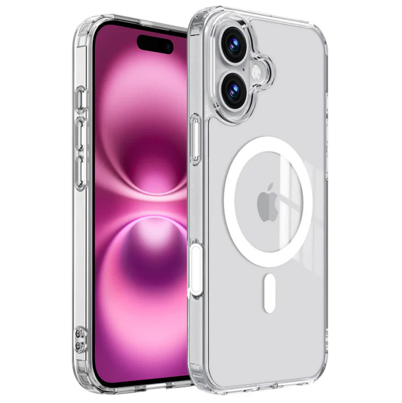 ERBORD Case with MagSafe for iPhone 16, active button, transparent + Screen Glass