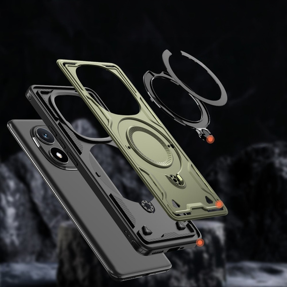 Case for Xiaomi Redmi Note 14 Pro 5G /  Poco X7 5G, Military MagSafe, green + 9H glass