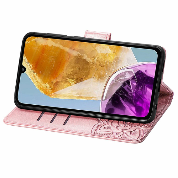 Flip case for Samsung Galaxy M15 5G, Butterfly, pink rose gold