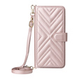 Crossbody Leather Wallet flip case for Xiaomi Poco F7 Pro / F7 Ultra, pink