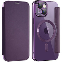 Flip case for iPhone 15, RFID Wallet MagSafe CamShield, purple