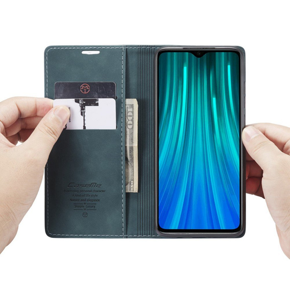 CASEME case for Xiaomi Redmi Note 8 Pro, Leather Wallet Case, turquoise