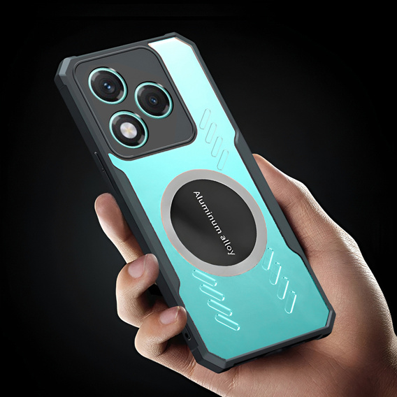 Case for Honor 400 Lite, with magnetic sheet, transparent / black