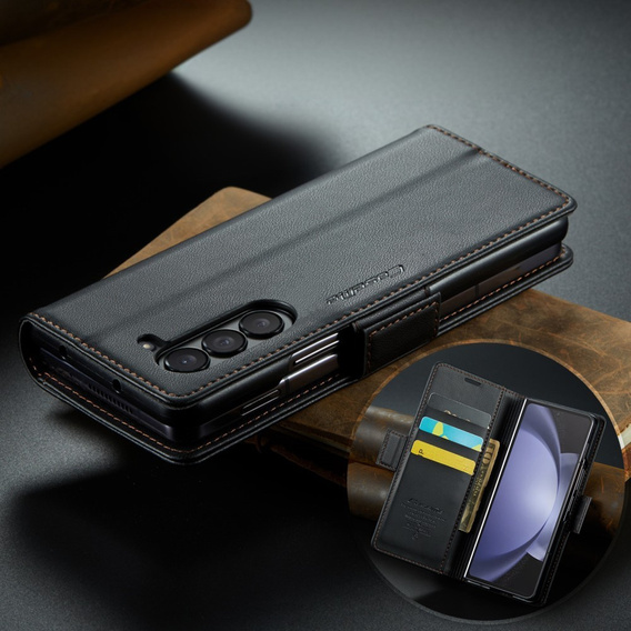 CASEME flip case for Samsung Galaxy Z Fold6 5G, Litchi Wallet, black