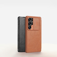 NILLKIN flip case for Samsung Galaxy S25 Ultra, CamShield Qin Pro, leather, brown