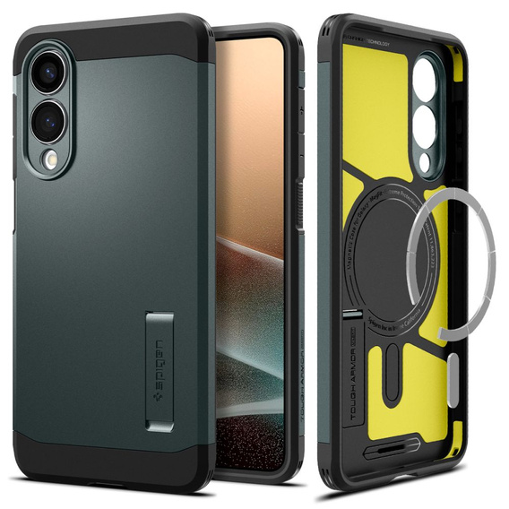 Spigen case for Samsung Galaxy A36 5G, Tough Armor Mag MagSafe, black + 9H Tempered Glass
