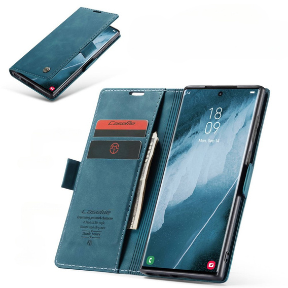 CASEME case for Samsung Galaxy S22 Ultra, Leather Wallet Case, green