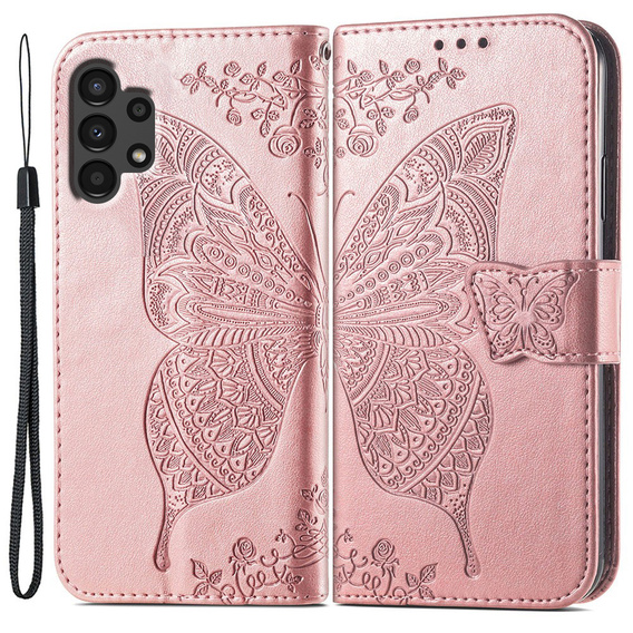 Flip case for Samsung Galaxy A13 4G, Butterfly, pink