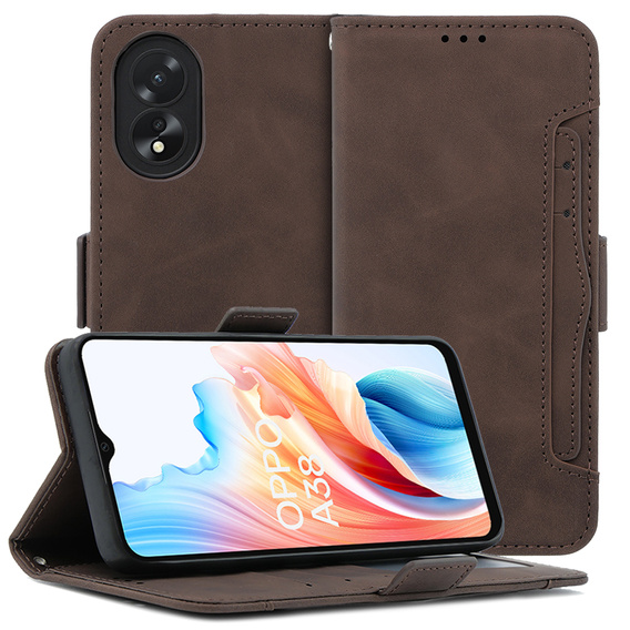Flip case for Oppo A38 4G / Oppo A18 4G, Card Slot, brown