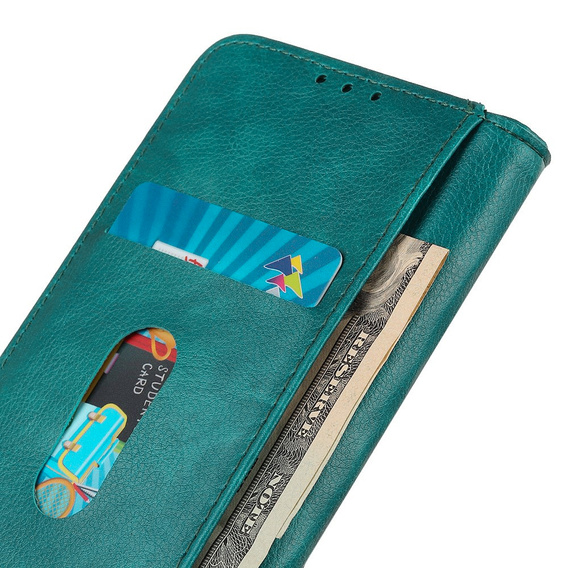 Case for Motorola Edge 30 Neo, Wallet Litchi Leather, green