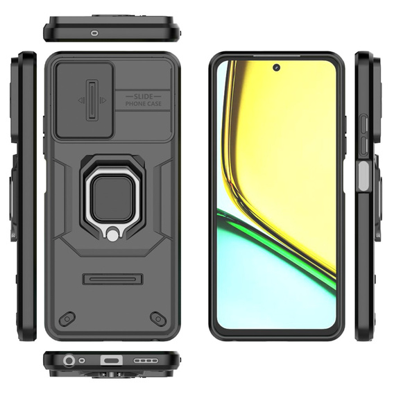 Case for Realme C67 4G, KickStand Camera Lens, black