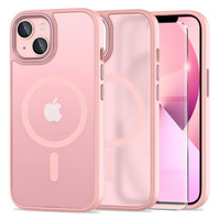 Case for iPhone 13, for MagSafe, ERBORD Matt Case, pink + Screen Glass