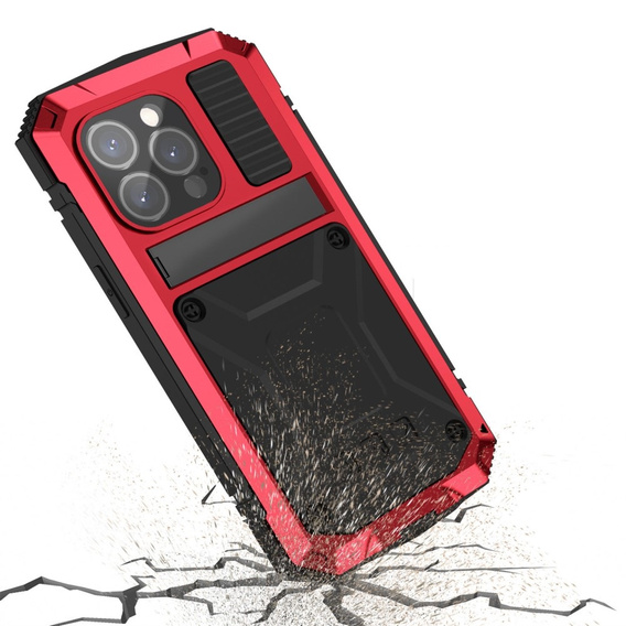 Case for iPhone 15 Pro Max, R-JUST, armoured, red / black