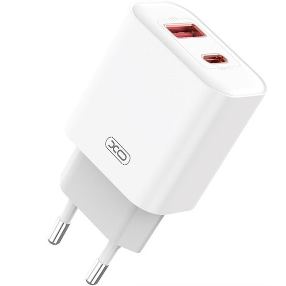 XO CE12 Power charger, USB-C, 20W + USB-C - Lightning cable, White