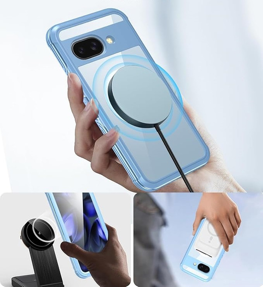 Case for Google Pixel 9A, Shockproof, with glass, for MagSafe, blue