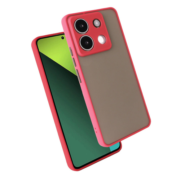 Silicone case for Xiaomi Redmi Note 13 Pro 5G, with camera protection, transparent / red + Tempered Glass 9H