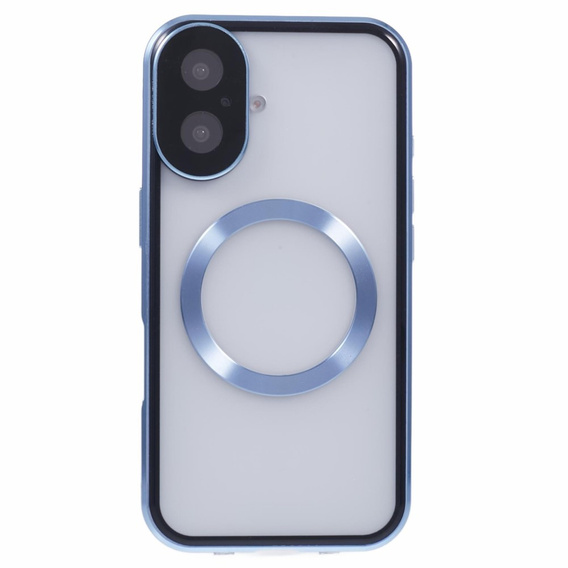 Magnetic Dual Glass MagSafe case for iPhone 16, blue