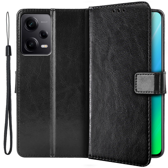 Flip case for Xiaomi Redmi Note 12 Pro+ 5G, Crazy Horse Wallet, black