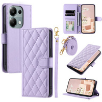 Flip case for Xiaomi Redmi Note 13 Pro 4G / Xiaomi Redmi Note 14S / Xiaomi Poco M6 Pro 4G, Rhombus Crossbody Leather, purple