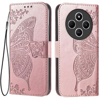 Flip case for Xiaomi Redmi 14C / Xiaomi Poco C75, Butterfly, pink rose gold