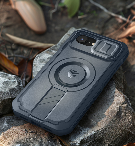 Armored case for iPhone 16e, Dexnor CamProtect MagSafe, blue