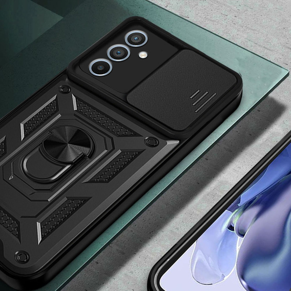 Armored case for Samsung Galaxy A54 5G, armored Slide Ring, black + 9H glass