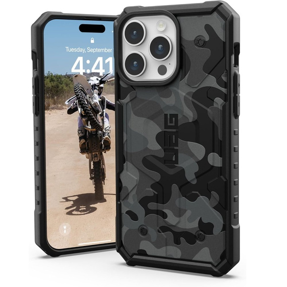 Urban Armor Gear Case for iPhone 15 Pro Max, Pathfinder MagSafe Camo, black
