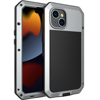 Case for iPhone 15, armoured, with integrated glass, silver