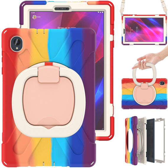 Children's case for Lenovo Tab M10 Plus TB-X606F, armored with strap, multicolor