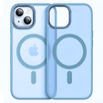 Case for iPhone 14, for MagSafe, ERBORD Matt Case, blue + Screen Glass