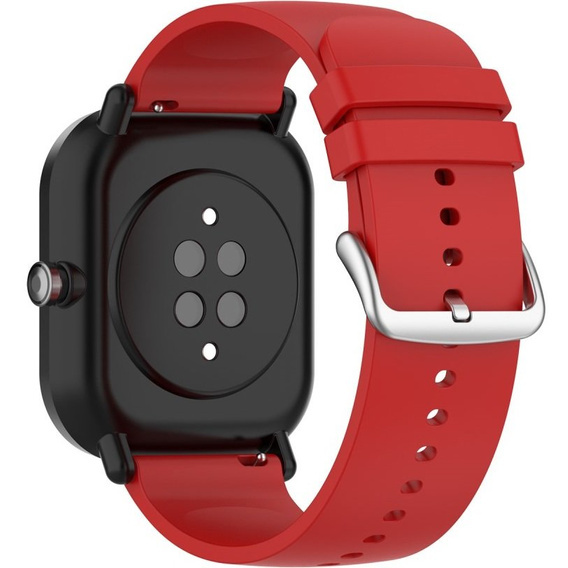 Silicone strap 20mm, Red/Silver Buckle