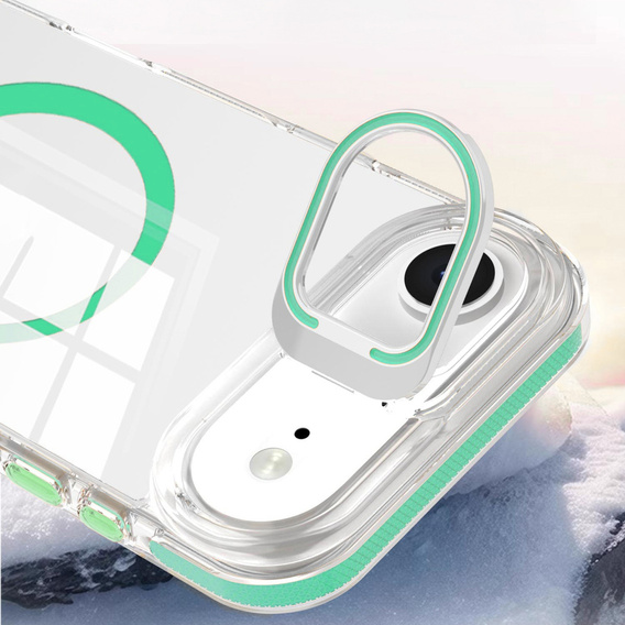 Case for iPhone Air, for MagSafe, with stand, transparent with green inserts