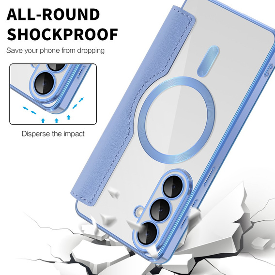 RFID Wallet MagSafe Flip Case with Camera Protection for Samsung Galaxy S26 Plus, Blue