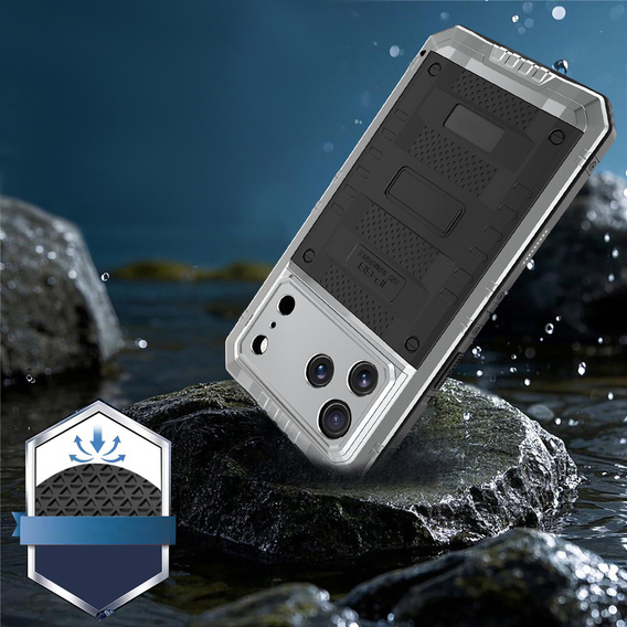 IP68 waterproof case for iPhone 17 Pro Max, silver