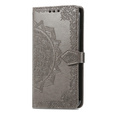 Flip case for Motorola Moto E14, Mandala, grey