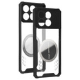 Case for Xiaomi Poco F6 Pro, with magnetic sheet, transparent / black