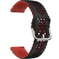 Universal 20mm Soft Hollowed-out Silicone Strap, black/red
