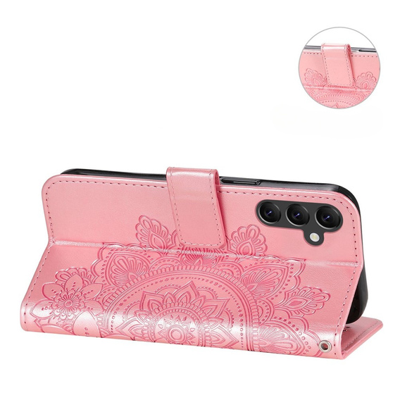 Flip case for Samsung Galaxy A14 4G/5G, Mandala Flower, pink rose gold