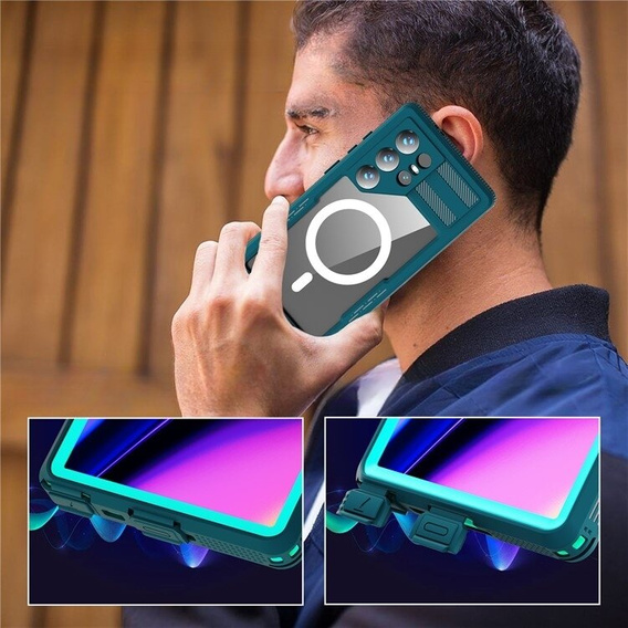 Waterproof case for Samsung Galaxy S24 Ultra, Redpepper, for MagSafe, blue
