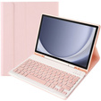 Case + keyboard Samsung Galaxy Tab A9, Leather Pen Slot, pink rose gold