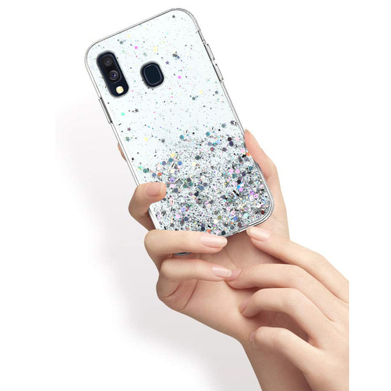 Case for Samsung Galaxy A40, Glittery, transparent