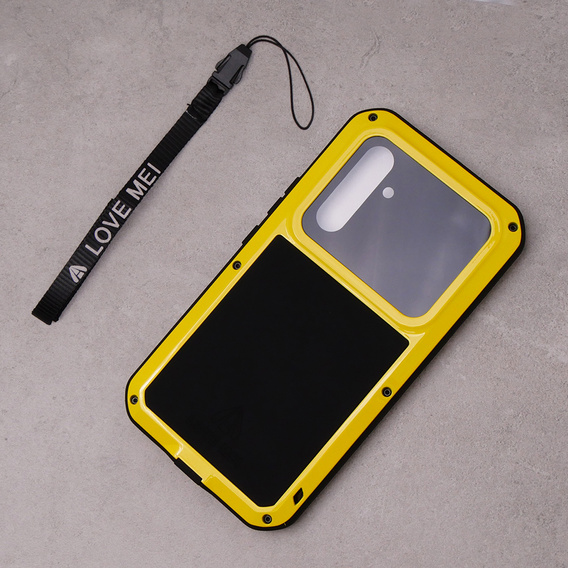 Love Mei Case for Samsung Galaxy A54 5G, armored with glass, yellow