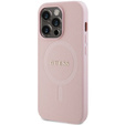 GUESS Case for iPhone 14 Pro, Saffiano MagSafe, pink