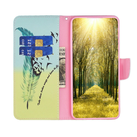 Flip case for Realme C55, Wallet, feather, blue